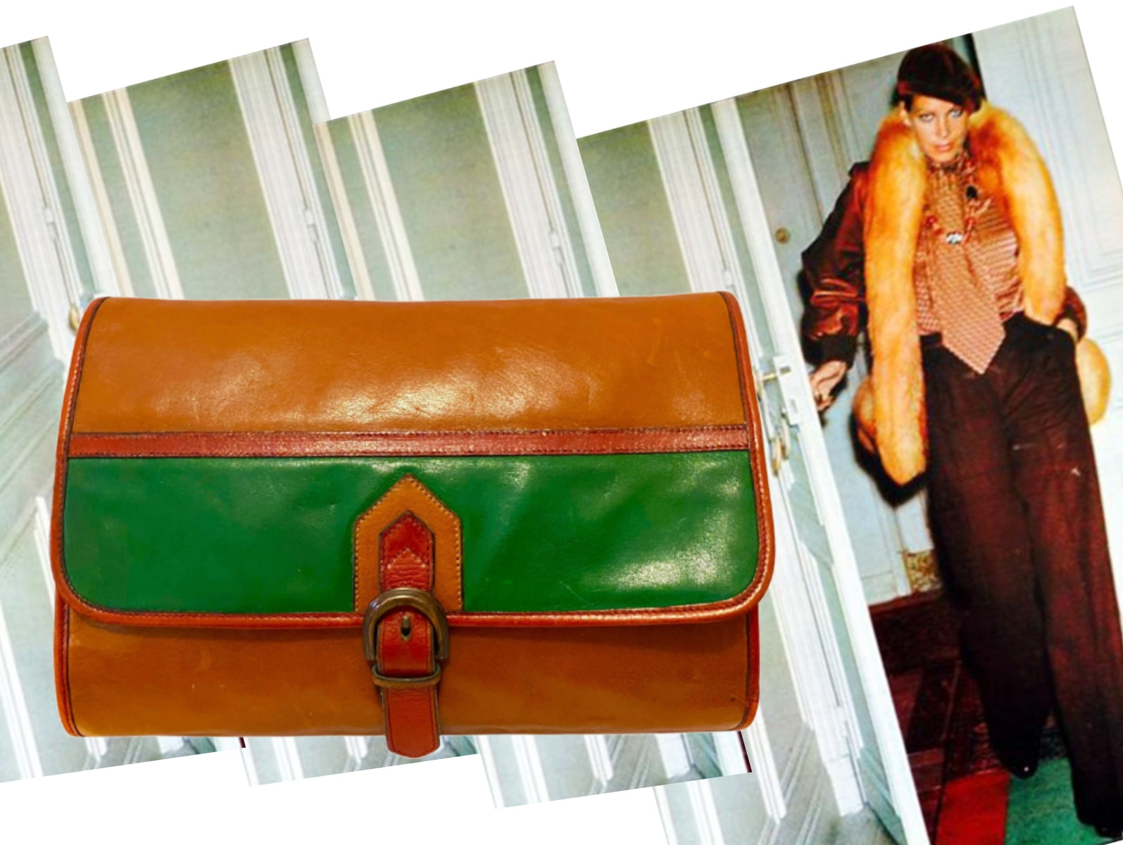 1970s Yves Saint Laurent Rive Gauche Color-Block Leather Clutch – Ballets Russes Era Boho YSL Bag