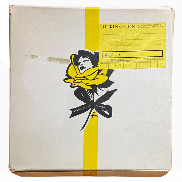 1950s “Dickens & Jones” Department Store Square Cardboard Hat Box - STYLE-CHNGR