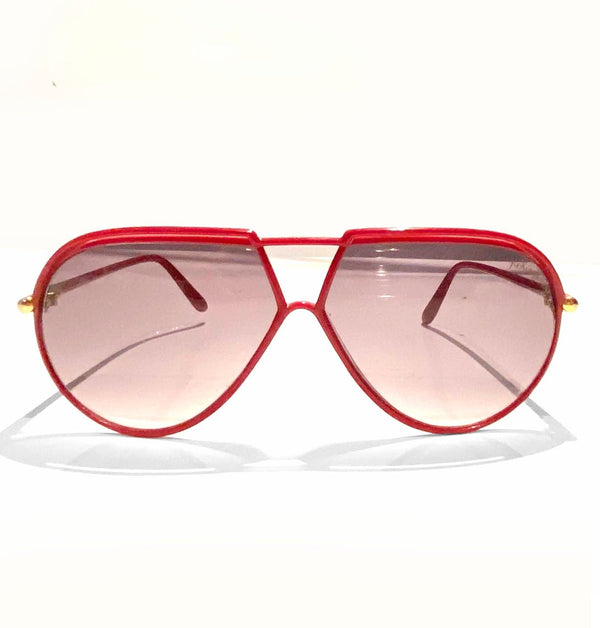 1980s Yves Saint Laurent Red Teardrop with Gradient Lenses Sunglasses - STYLE-CHNGR