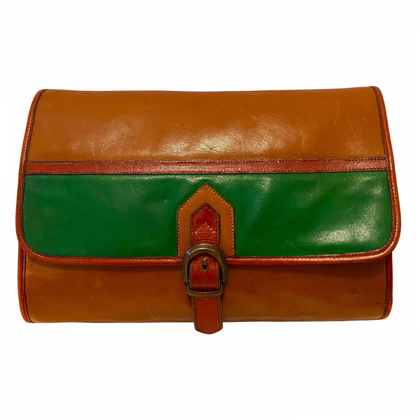 1970s Yves Saint Laurent Rive Gauche Color-Block Leather Clutch – Ballets Russes Era Boho