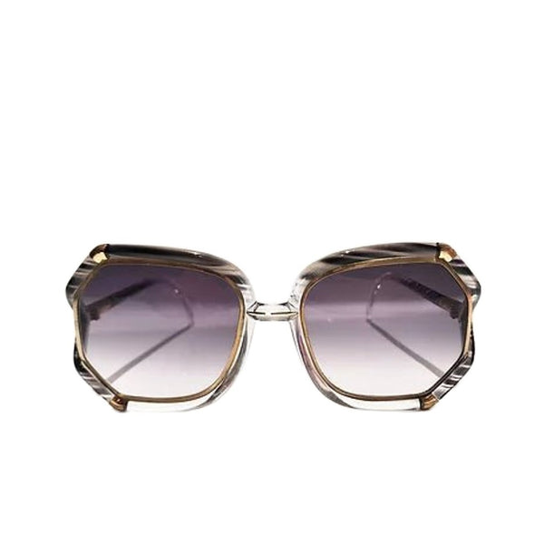 1970s TED LAPIDUS GREY WHITE GOLD OVERSIZED SUNGLASSES - STYLE-CHNGR