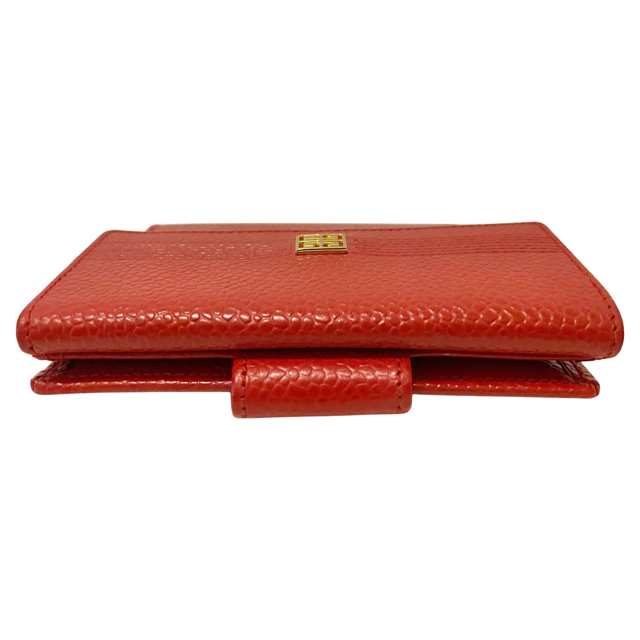 1980S Vintage Givenchy Red Madras Leather Wallet