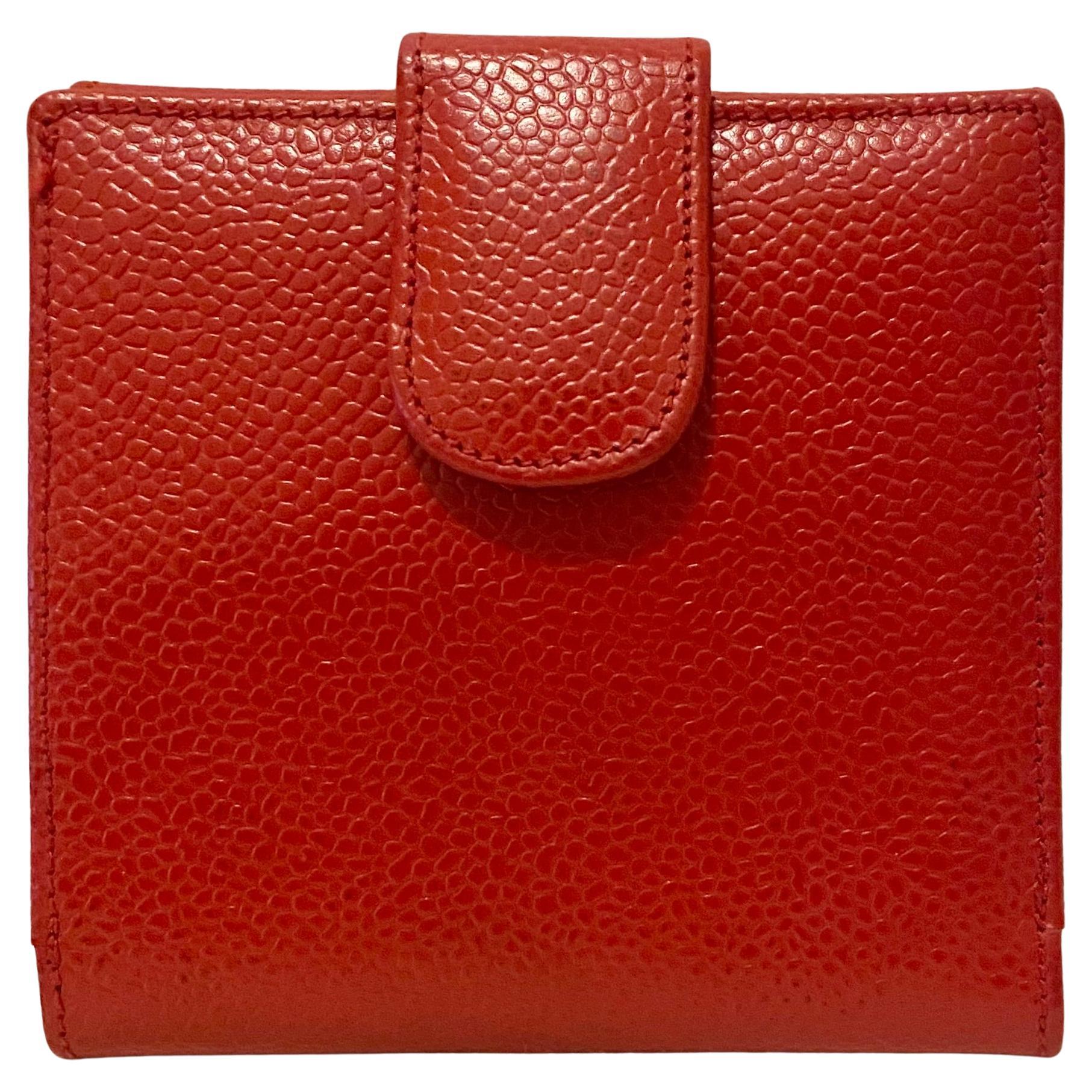 1980S Vintage Givenchy Red Madras Leather Wallet