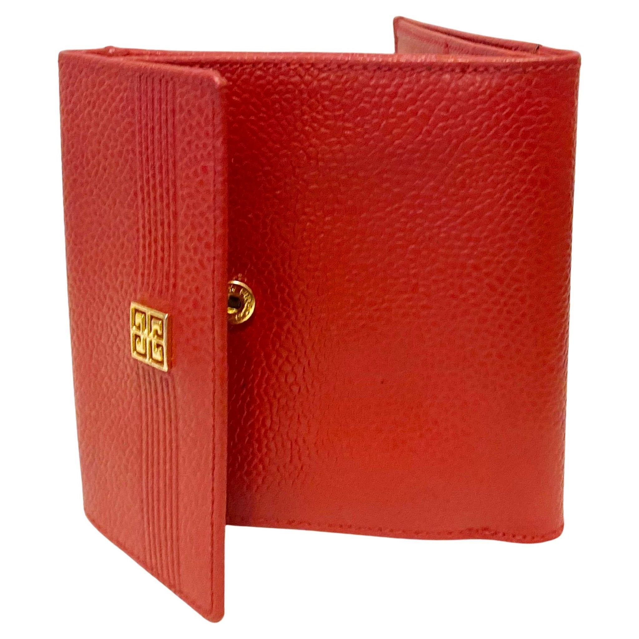 1980S Vintage Givenchy Red Madras Leather Wallet