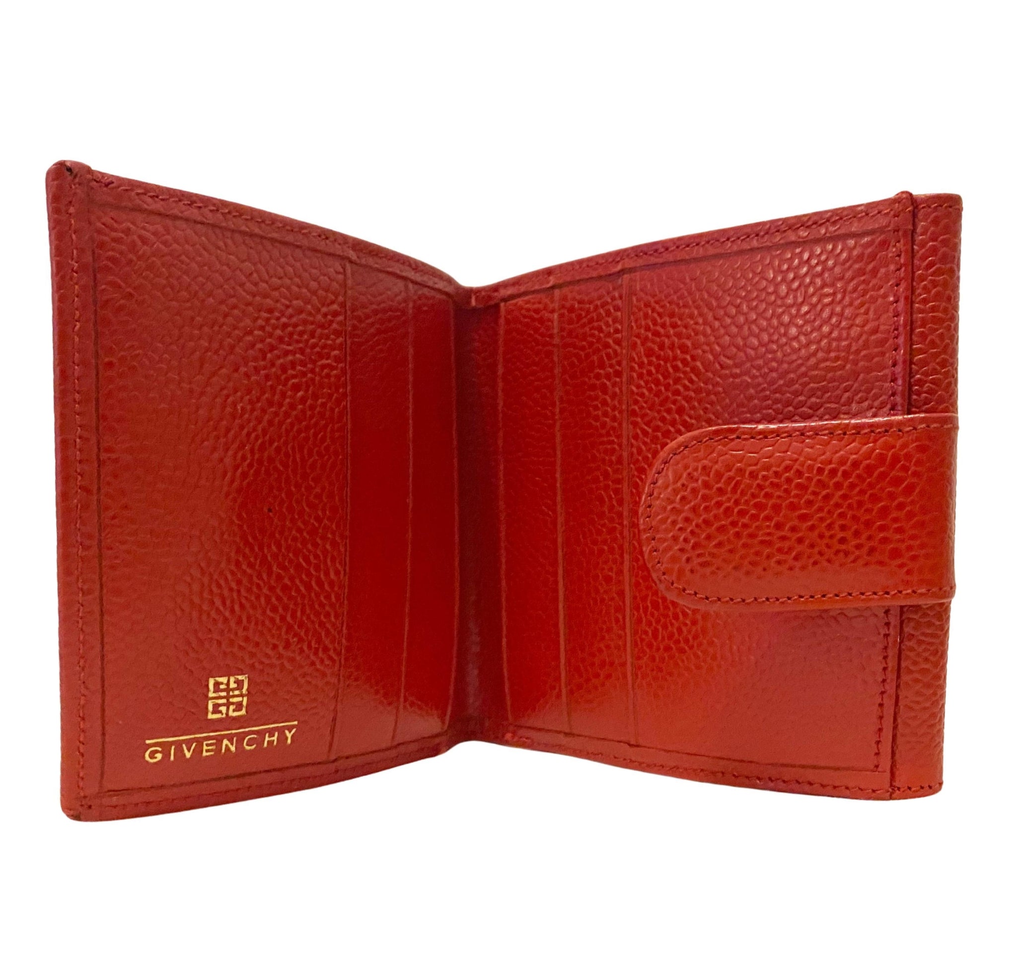 1980S Vintage Givenchy Red Madras Leather Wallet