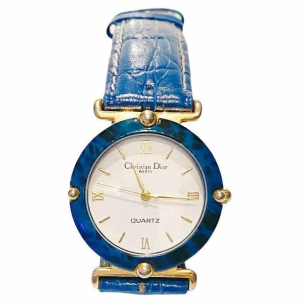 1980s Christian Dior Blue Stone Dial Quartz Watch - STYLE-CHNGR