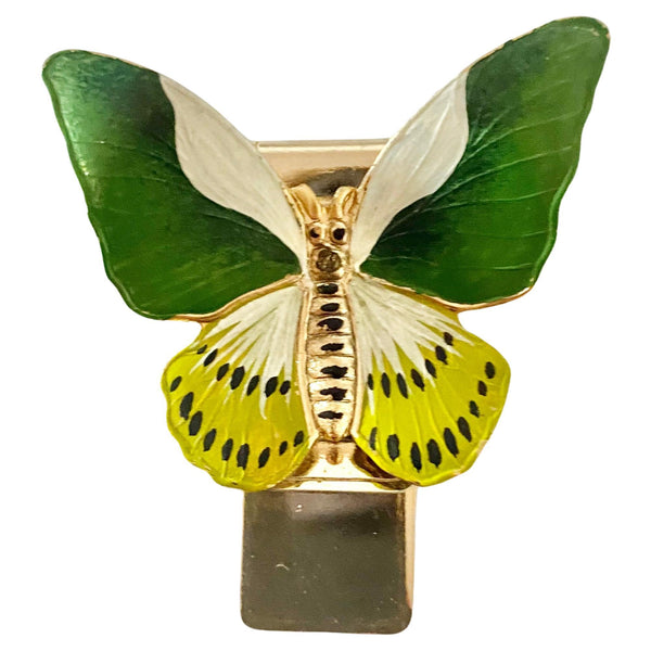 1980s  Christian Dior Enameled Butterfly Silver Clip Brooch - STYLE-CHNGR