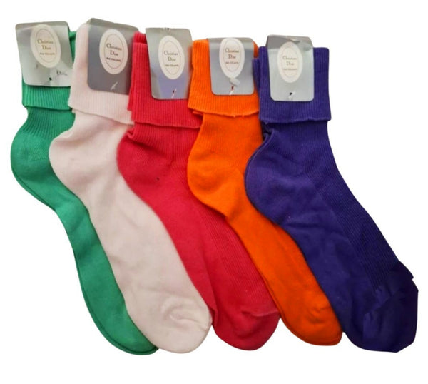 1980s Christian Dior Set of 5 Multicolor Cotton Socks - STYLE-CHNGR