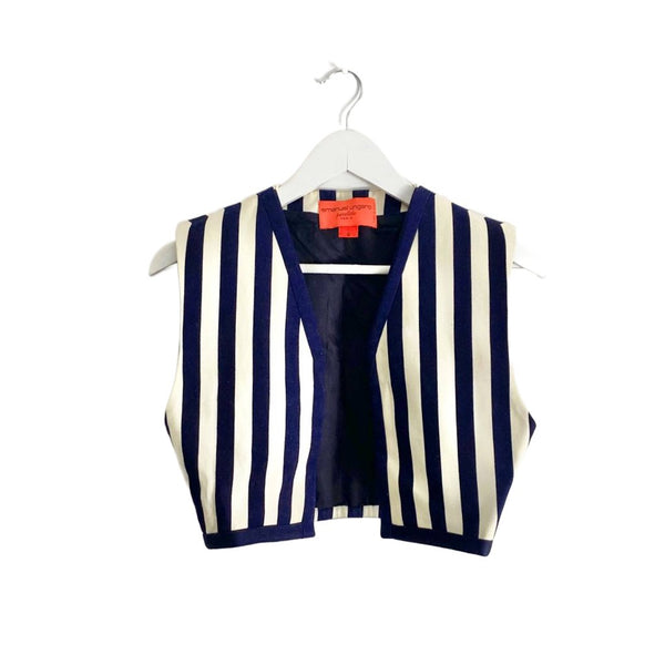 1980s EMANUEL UNGARO STRIPE CROPPED WAISTCOAT BOLERO - STYLE-CHNGR