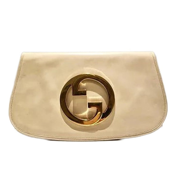 1980s GUCCI BLONDIE UNICORN INTERLOCKING GOLD LOGO CLUTCH BAG - STYLE-CHNGR