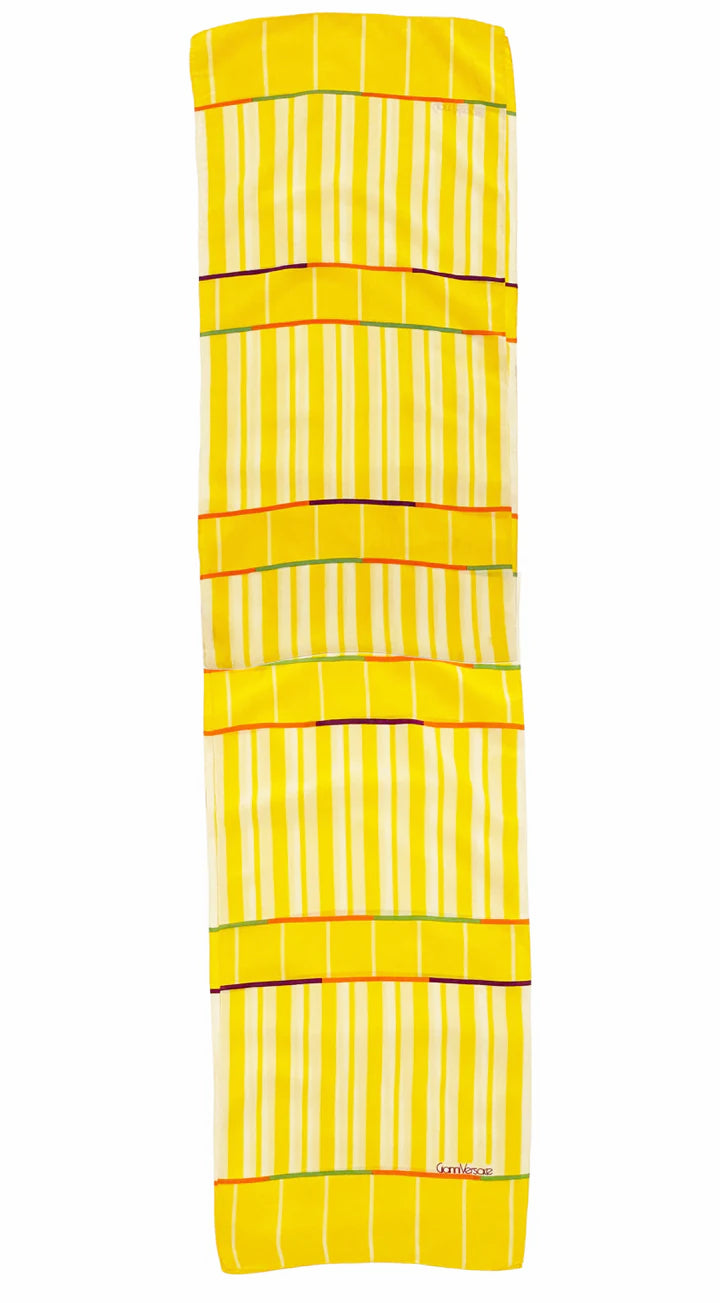 1980s Gianni Versace Abstract Print Yellow Silk Long Scarf