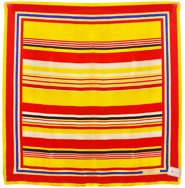 1980s Givenchy Jacquard Silk Striped Multicolor Yellow Scarf - STYLE-CHNGR
