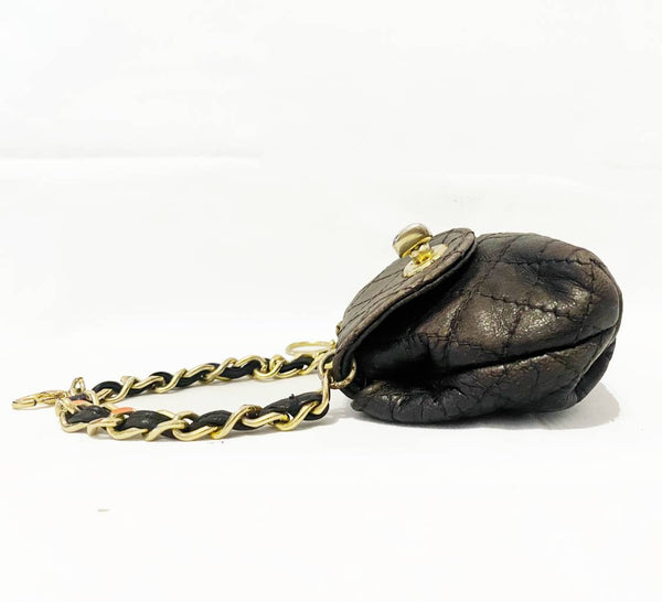 1980s Harrods Black Leather Coin Mini Bag - STYLE-CHNGR