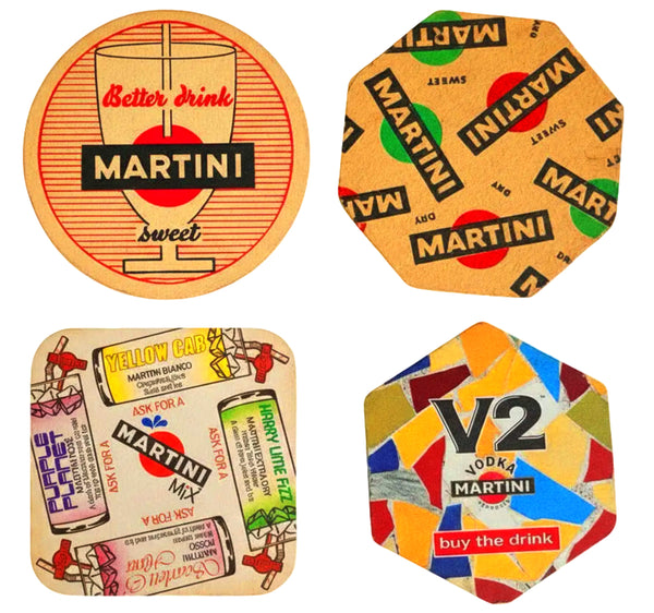 1980s Martini Rossi Cardboard Mat Coasters Set of 4 - STYLE-CHNGR
