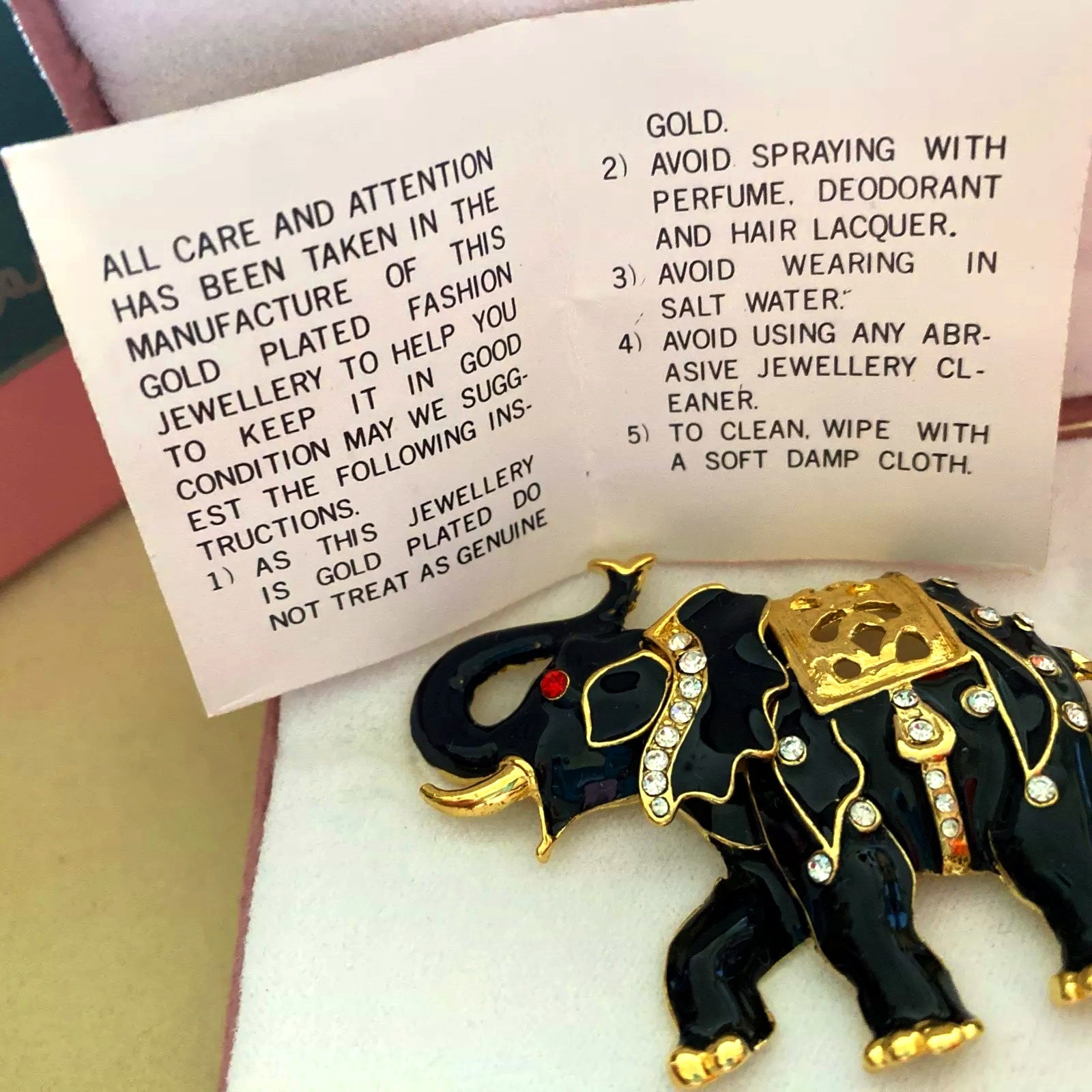 1980s Pierre Cardin Enameled Indian Elephant Gold Metal Brooch - STYLE-CHNGR