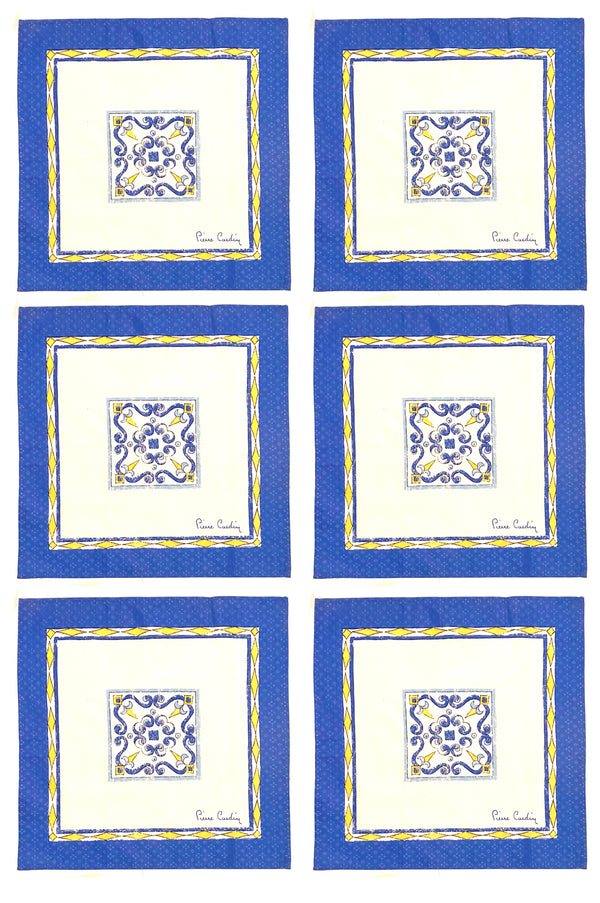 1980s Pierre Cardin Set of 6 Maiolica Print Napkins