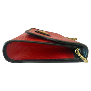 1980s Ungaro Paris Red Embossed Shoulder Bag with Gold Chain - STYLE-CHNGR