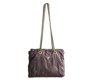 1980s PRADA QUILTED Tessuto NYLON TOTE BAG with chain strap - STYLE-CHNGR