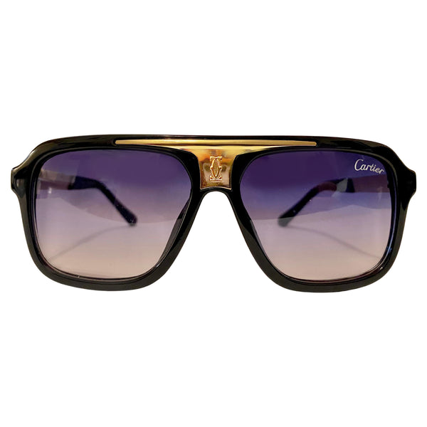 1990s Cartier Vendome Gold Plated Black Resin Sunglasses - STYLE-CHNGR
