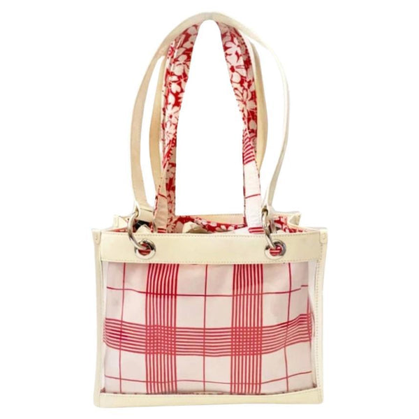 2000s Burberry Clear Perspex Floral Red White Nova Check Shoulder Bag - STYLE-CHNGR