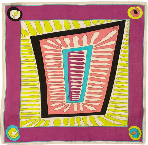 2000s Emilio Pucci Geometric Logo Cotton Handkerchief Scarf - STYLE-CHNGR