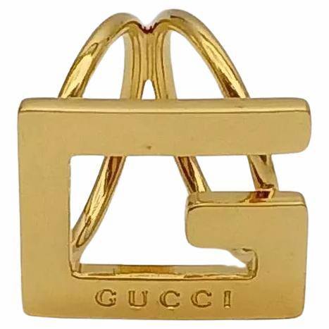 2000s Gucci Gold Metal Scarf Ring