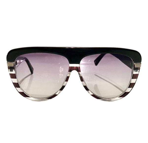 2000s Christian Dior Dark Blue Stripe Cat-Eye Sunglasses - STYLE-CHNGR