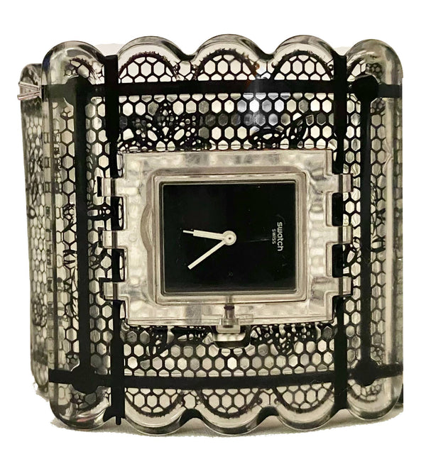 2013 SWATCH Night Lace Pull Crown Bangle Watch - STYLE-CHNGR