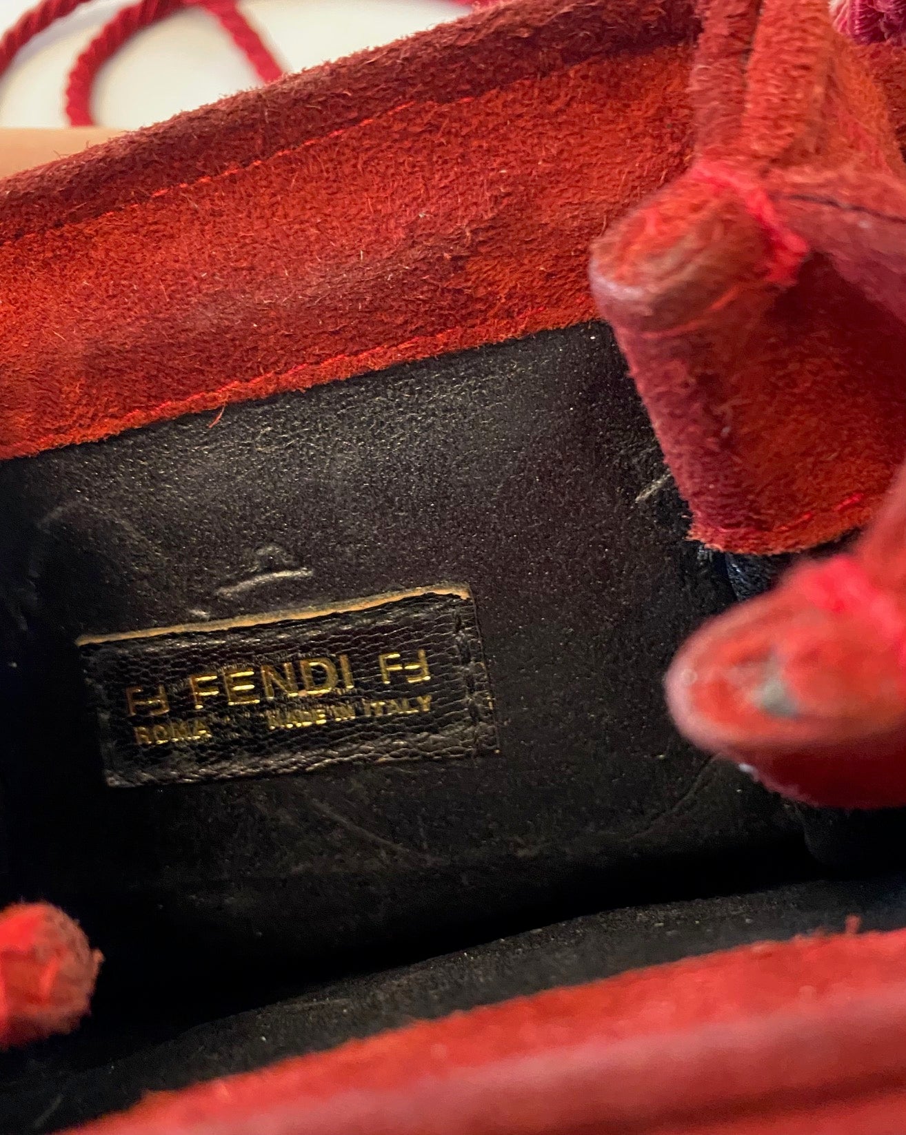 1980s Fendi Red Suede Metal Closure Pouch Bag