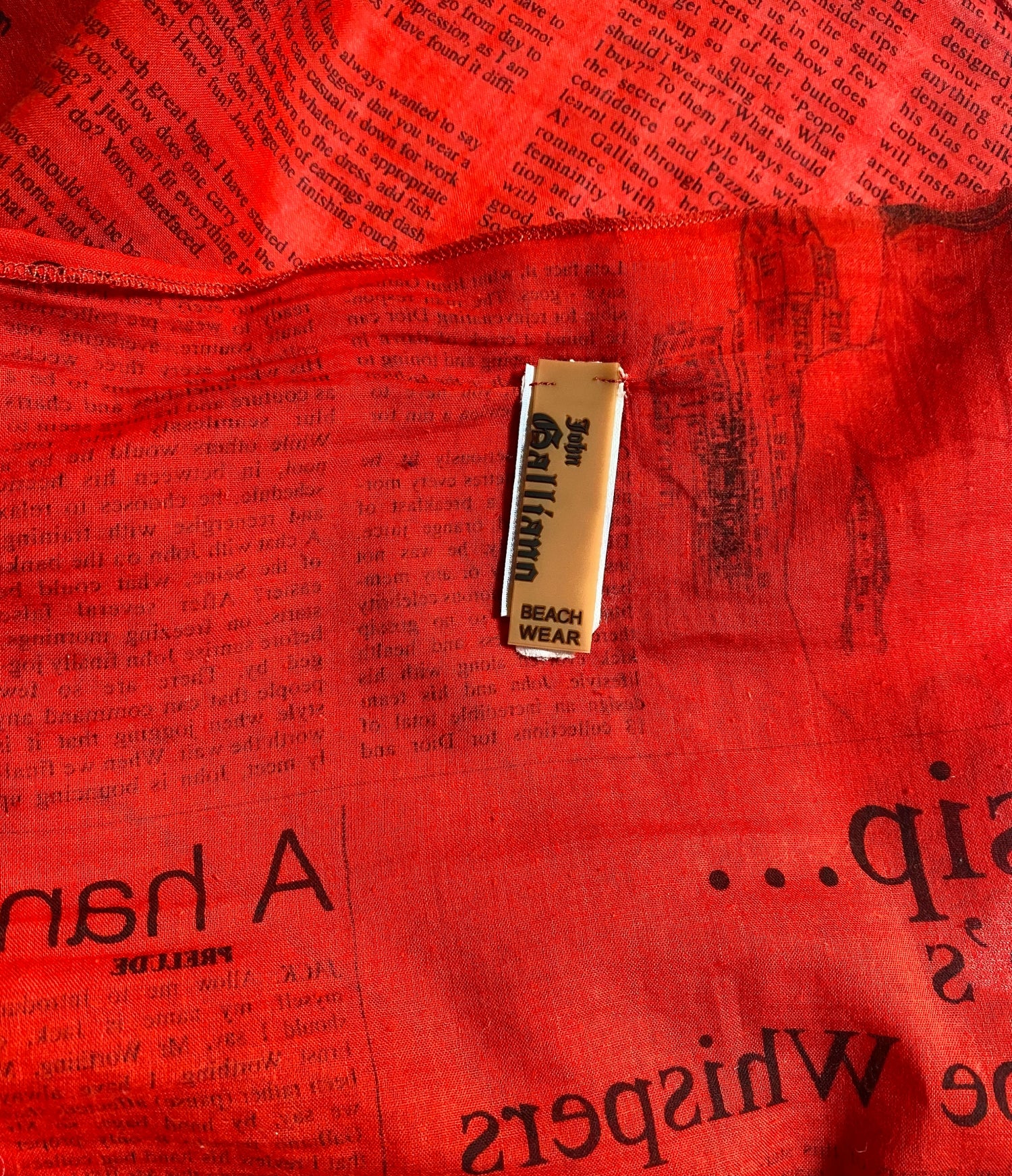 2000s John Galliano Gazette Red Newspaper Print Sarong Wrap Mini Skirt