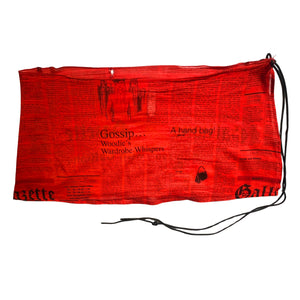 2000s John Galliano Gazette Red Newspaper Print Sarong Wrap Mini Skirt