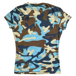 2002  John Galliano Era Christian Dior Blue Green Camo T-Shirt