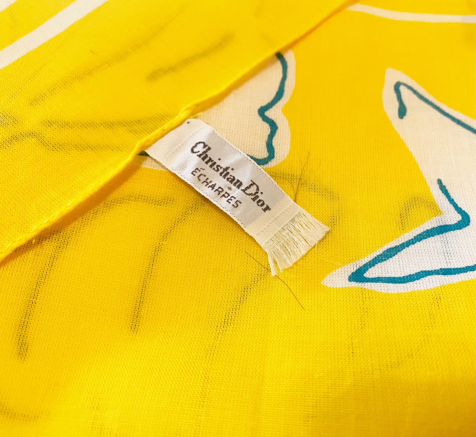 1970S  Christian Dior Yellow Seashell Scarf