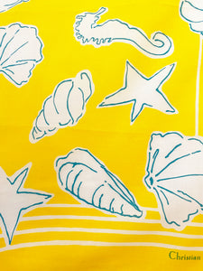 1970S  Christian Dior Yellow Seashell Scarf