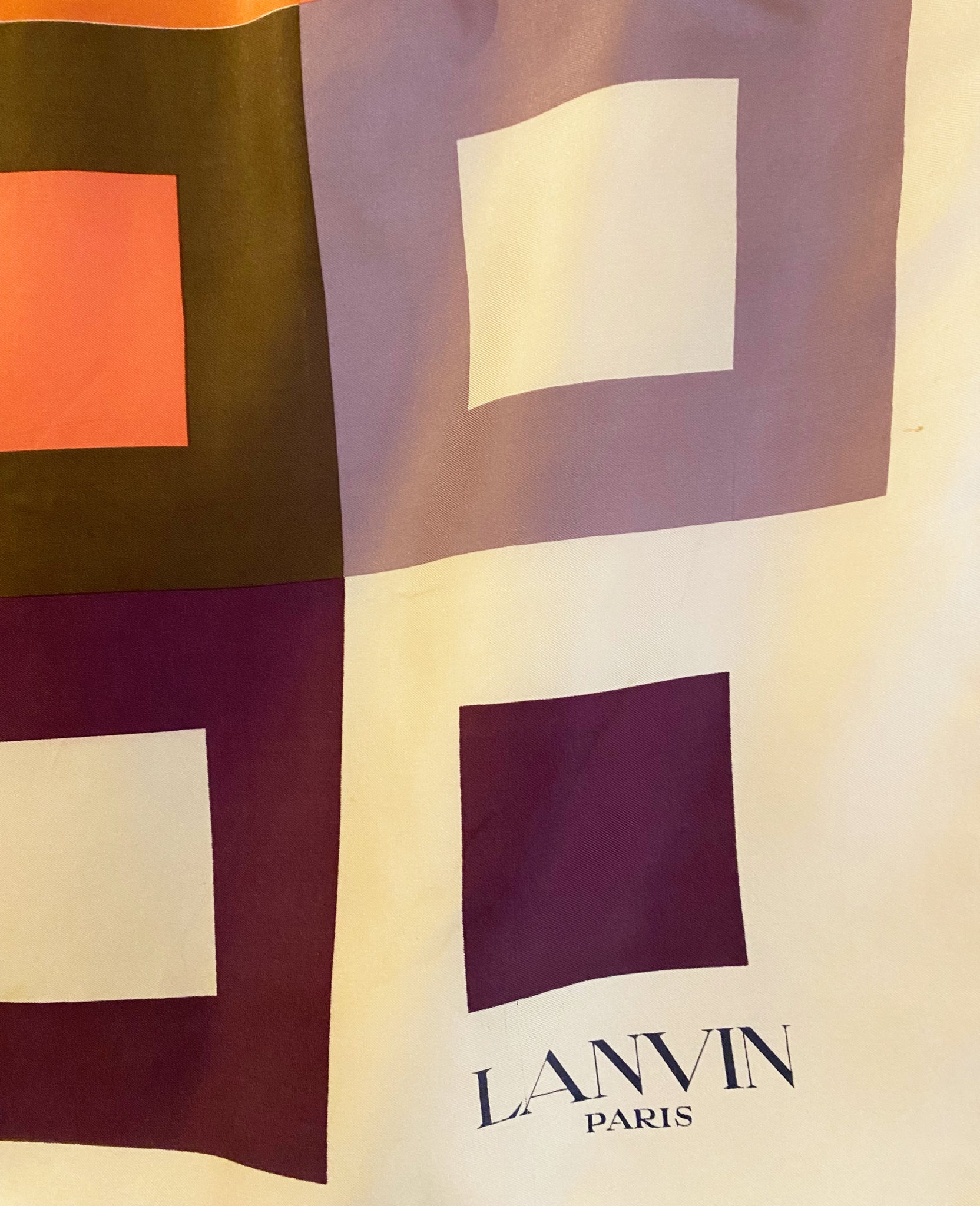 1970s Lanvin Paris Squares Multicolor Silk Scarf
