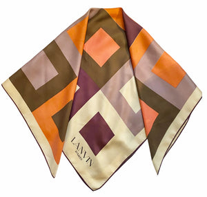 1970s Lanvin Paris Squares Multicolor Silk Scarf