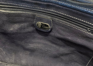 1980s Gucci Navy Blue Leather Document Holder Zipped Briefcase Handbag
