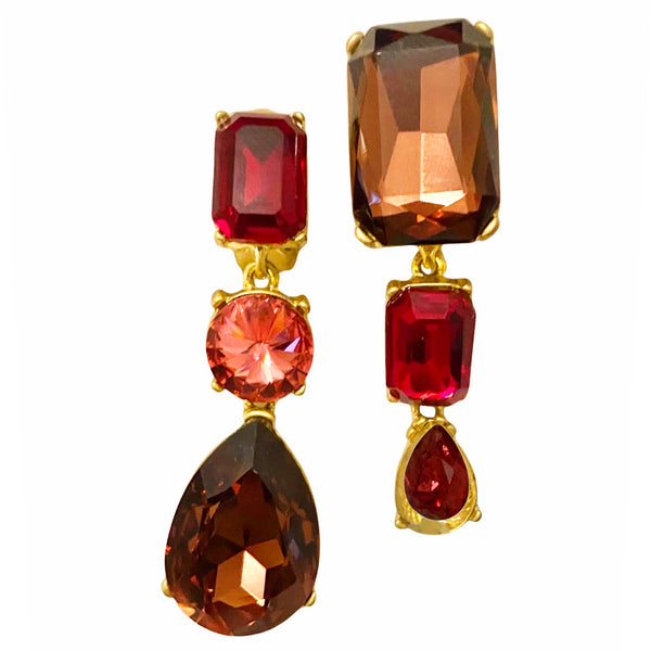 Oscar De La Renta 'Asymmetrical Glamour" Dangle Drop Stone Earrings