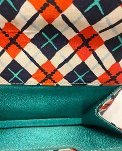 1990s Gianni Versace Versus Rhombus Print Handbag with Chrome-Plated Handle