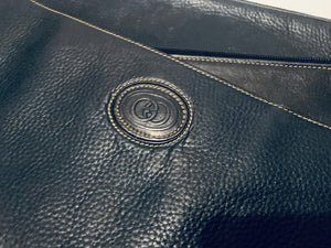 1980s Gucci Navy Blue Leather Document Holder Zipped Briefcase Handbag