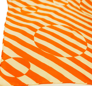 1980S Christian Dior Orange White Stripe Circle Geometric Abstract Print Silk Scarf