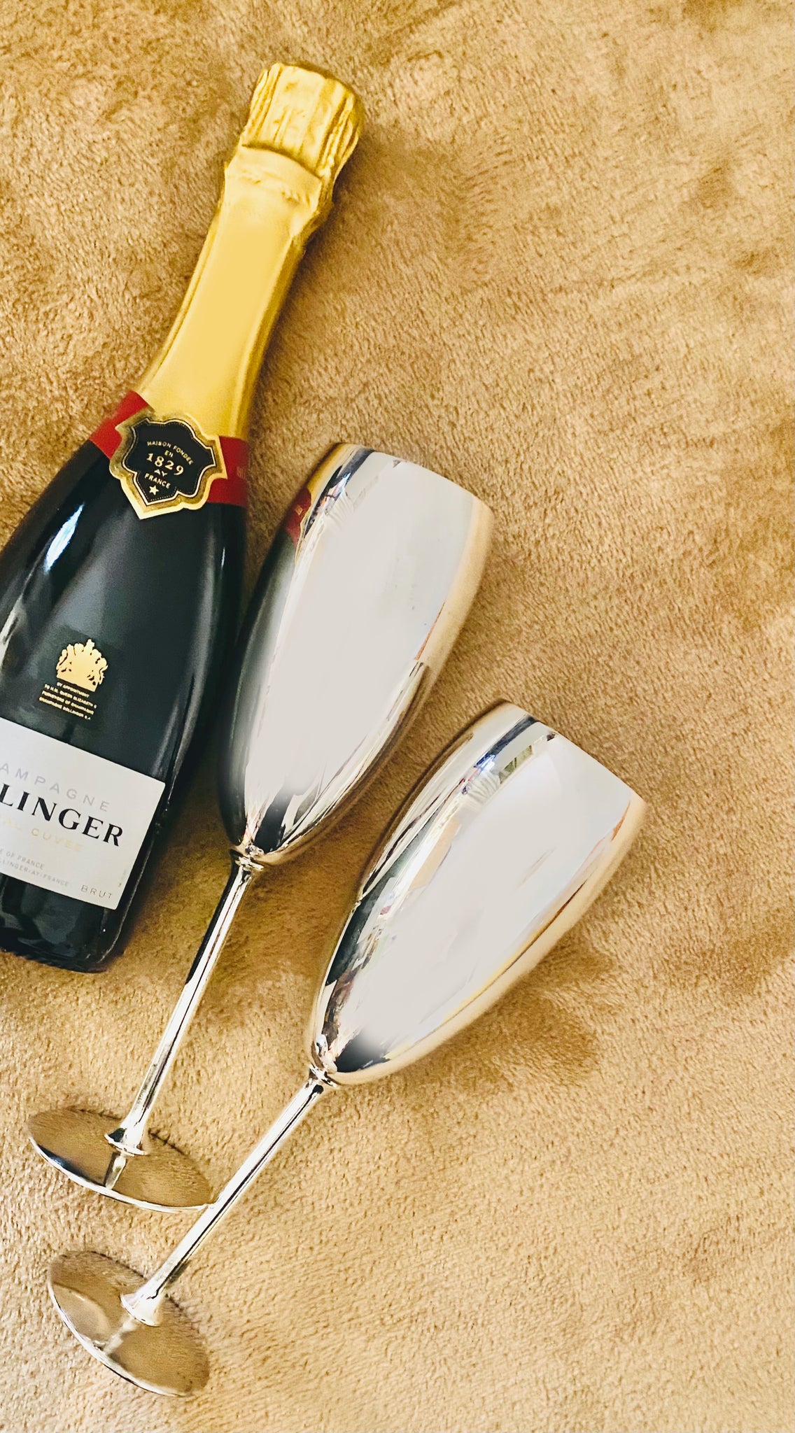 1980s Christian Dior Vintage Stainless Steel Champagne Flutes (Set of 2)