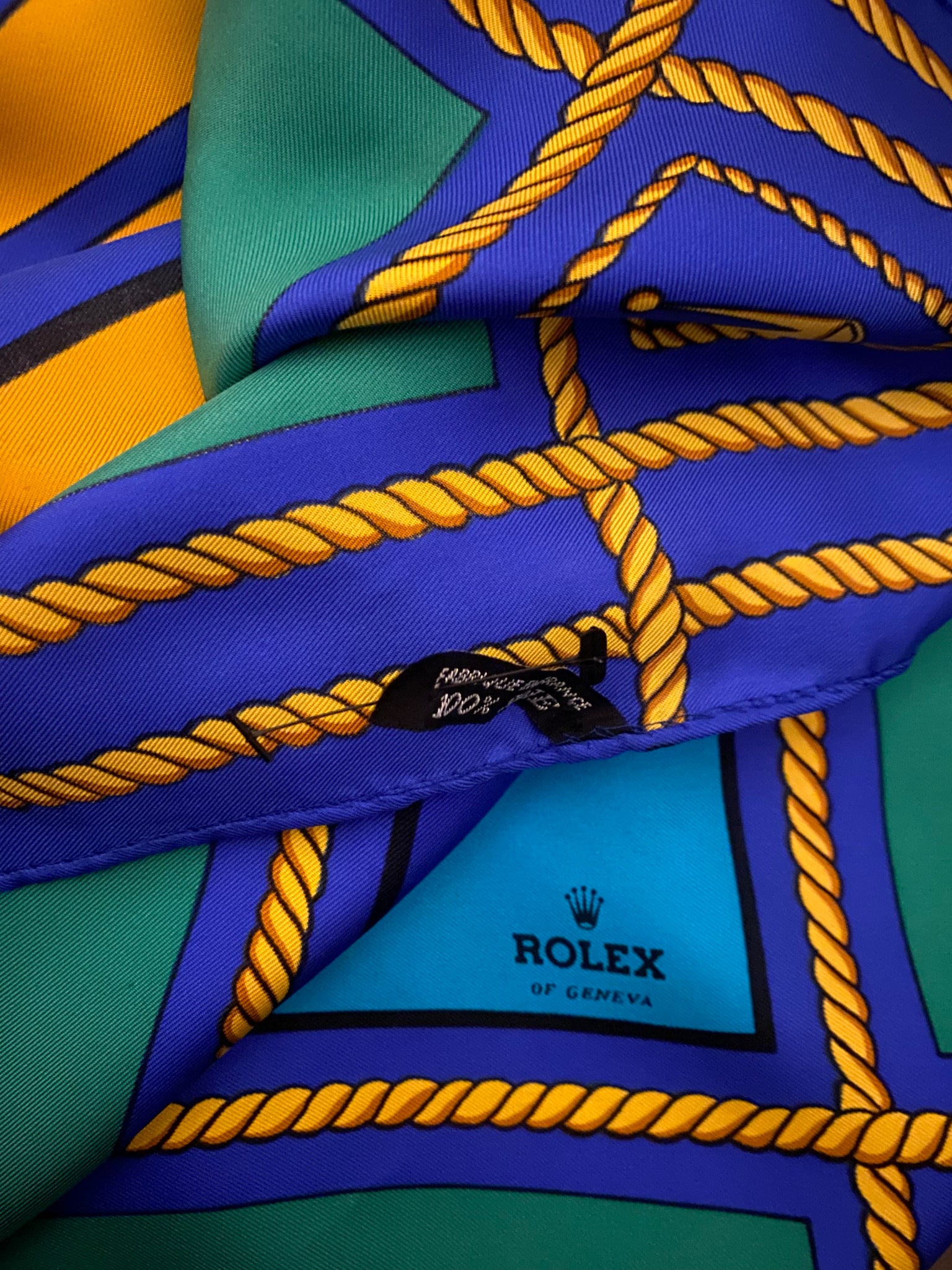 1980s Rolex Silk Scarf Silk Twill Nautical & Crown Motif