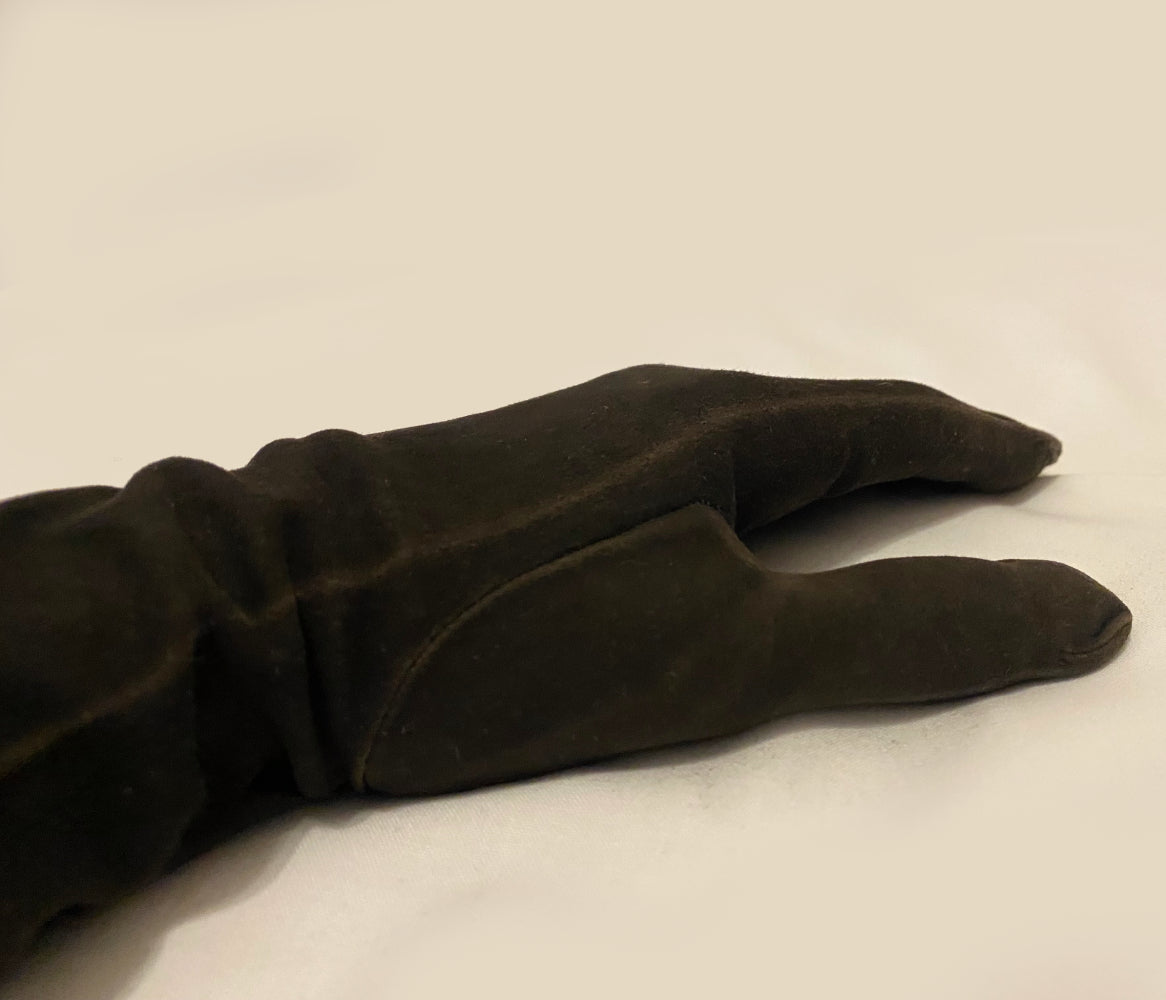 1950s Hermes Paris Couture Brown Suede Elbow Gloves