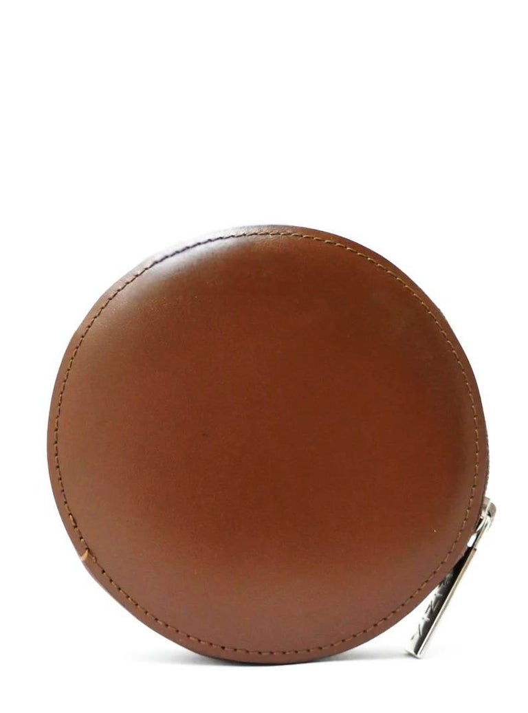 1980s Krizia Brown Leather Logo Round Zipped Wallet
