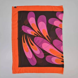 1990s Emanuel Ungaro Abstract Floral Orange Purple  Pareo Wrap Scarf