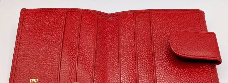 1980S Givenchy Red Madras Leather Wallet