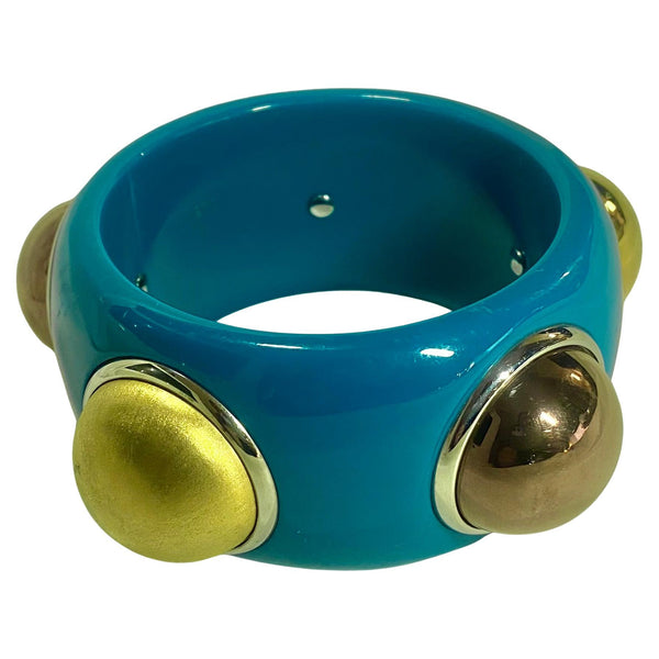 1990s Dolce & Gabbana D&G Emerald Blue Cuff Bangle
