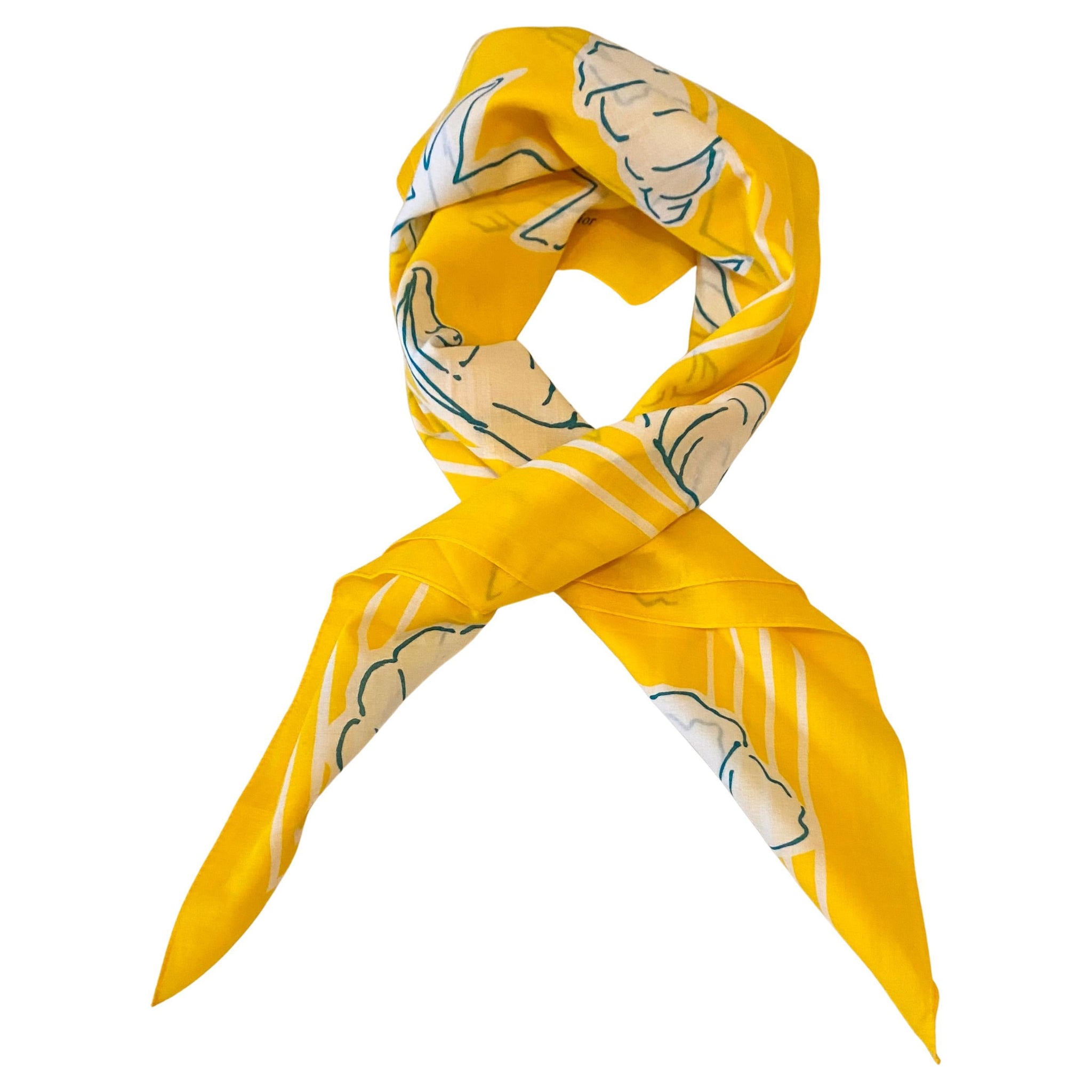 1970S  Christian Dior Yellow Seashell Scarf