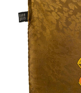 1980S Gucci Silk Scarf – Equestrian Print – Brown & Gold